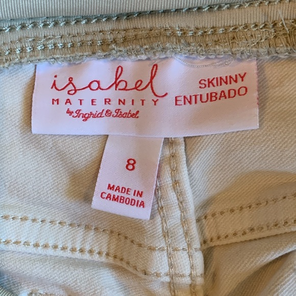 All Maternity 3/$10 Over Belly Maternity Stretch Denim Ecru Pants Size 8 - Picture 6 of 9